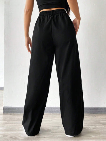 EZwear Women's Black Butterfly Print Woven Long Pants