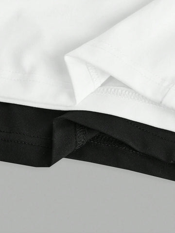 Women's Black & White 2pcs Set Halter Neck Backless Slim Fit Short Jumpsuit For Summer