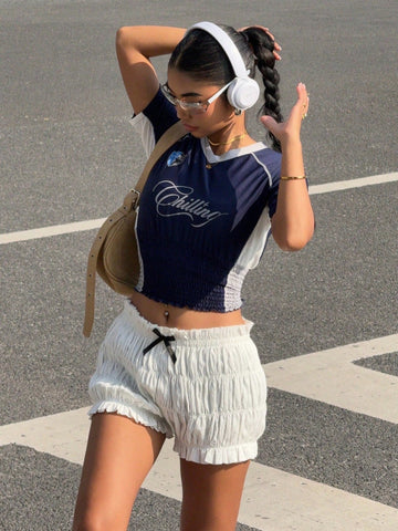 EZwear Women's Bowknot Ruffle Hot Shorts, Sexy Mini Shorts, Seductive Minimalist Sexy Style