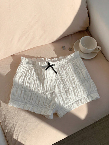 EZwear Women's Bowknot Ruffle Hot Shorts, Sexy Mini Shorts, Seductive Minimalist Sexy Style