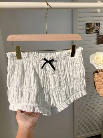 EZwear Women's Bowknot Ruffle Hot Shorts, Sexy Mini Shorts, Seductive Minimalist Sexy Style