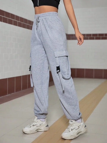 EZwear Women's Cargo Pocketed Casual Sweatpants