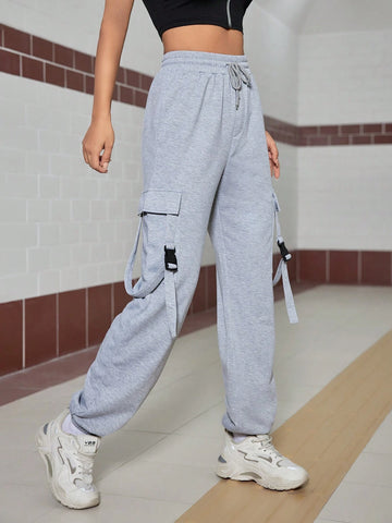 EZwear Women's Cargo Pocketed Casual Sweatpants