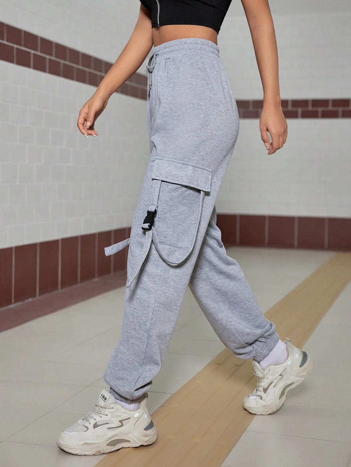 EZwear Women's Cargo Pocketed Casual Sweatpants