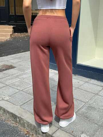 EZwear Women's Casual Letter Print Drawstring Waist Sweatpants