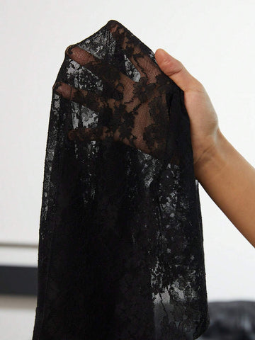 EZwear Women's Casual Long Black Lace Skirt
