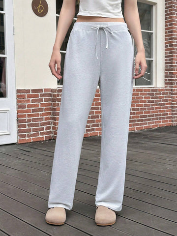 EZwear Women's Casual Solid Color Drawstring Waist Sweatpants, For Autumn