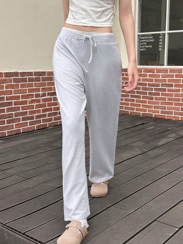 EZwear Women's Casual Solid Color Drawstring Waist Sweatpants, For Autumn