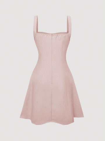 Women's Casual Waist-Cinched Low-Neck Dress For Summer/Holiday