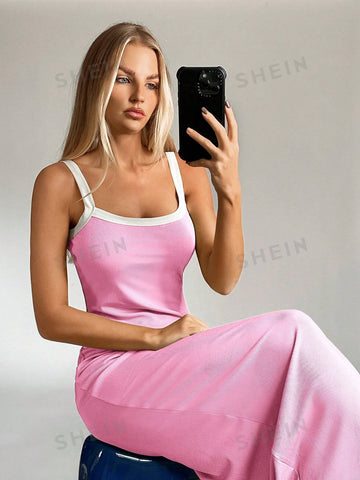 Women's Colorblock Spaghetti Strap Sleeveless Dress