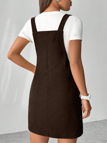 Women's Corduroy Sleeveless Overall Dress