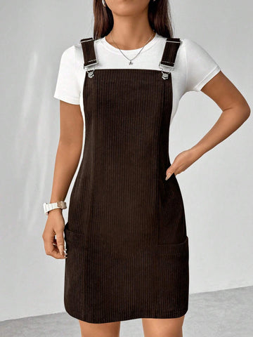 Women's Corduroy Sleeveless Overall Dress