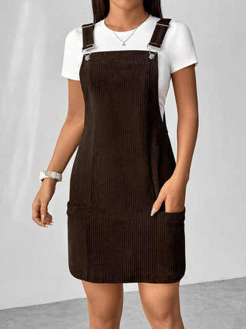 Women's Corduroy Sleeveless Overall Dress