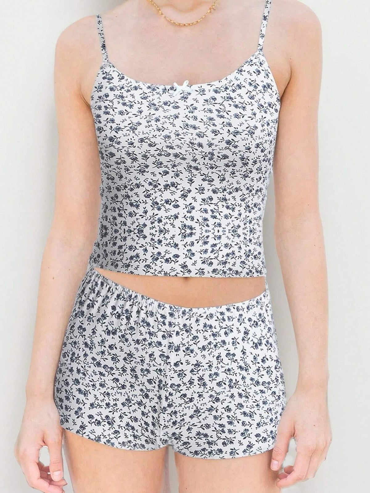 Women's Ditsy Floral Tank Top And Skinny Pants Set, Spring/Summer