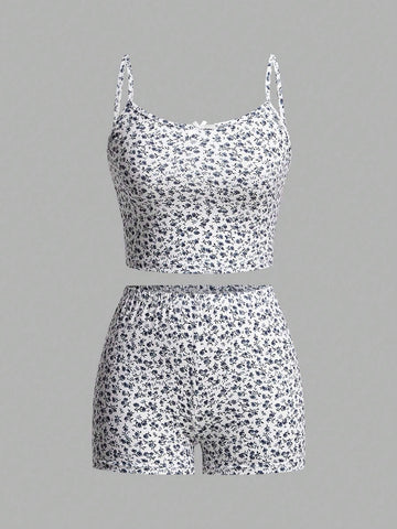 Women's Ditsy Floral Tank Top And Skinny Pants Set, Spring/Summer