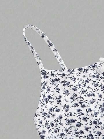 Women's Ditsy Floral Tank Top And Skinny Pants Set, Spring/Summer