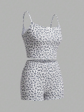 Women's Ditsy Floral Tank Top And Skinny Pants Set, Spring/Summer