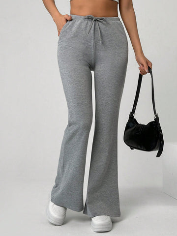 EZwear Women's Drawstring Waist Flared Sweatpants