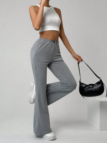 EZwear Women's Drawstring Waist Flared Sweatpants
