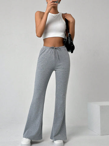EZwear Women's Drawstring Waist Flared Sweatpants