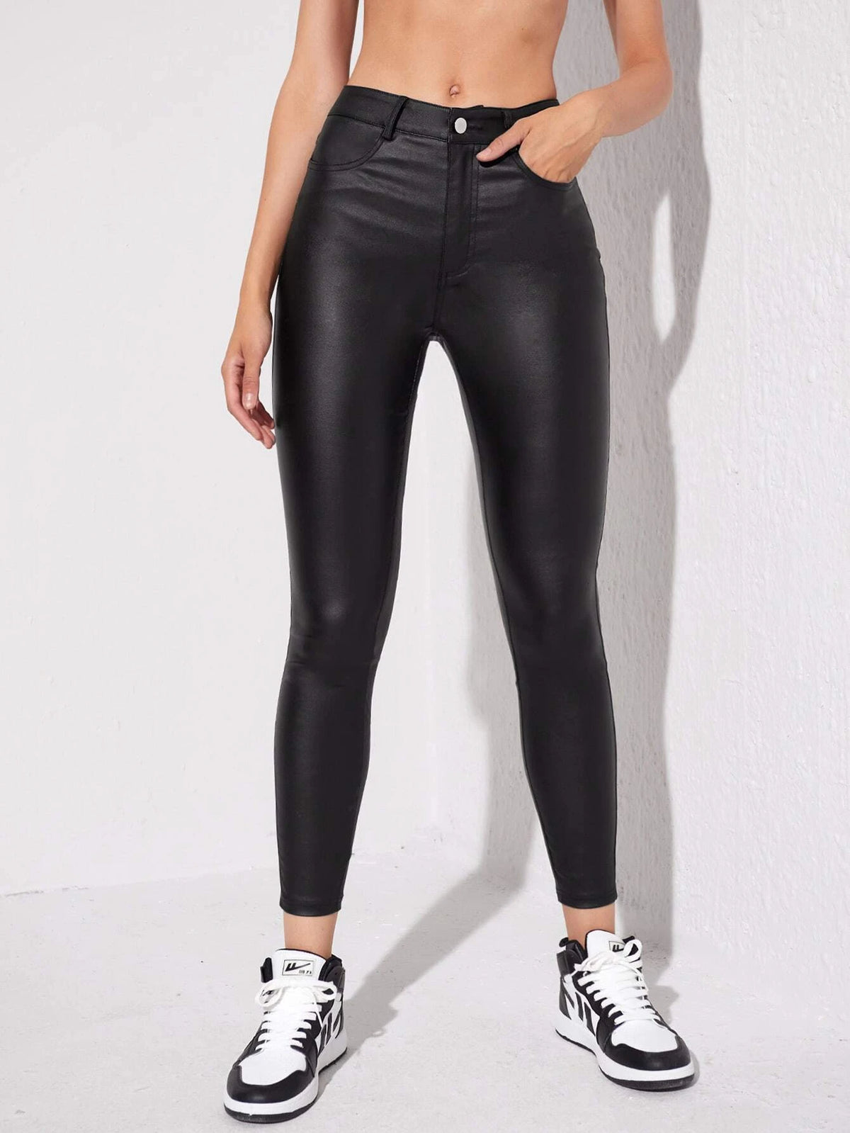 EZwear Women's Fashionable Casual Solid Color Skinny Long Pants