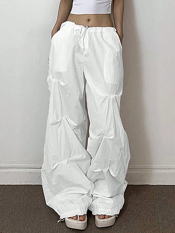 EZwear Women's Fashionable Solid Color Loose Wide Leg Pants