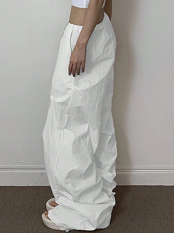 EZwear Women's Fashionable Solid Color Loose Wide Leg Pants