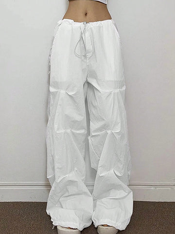 EZwear Women's Fashionable Solid Color Loose Wide Leg Pants