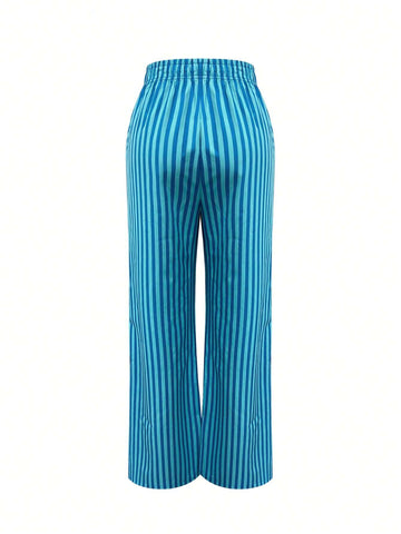 EZwear Women's Front Tie Striped Casual Long Pants