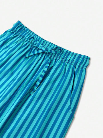 EZwear Women's Front Tie Striped Casual Long Pants