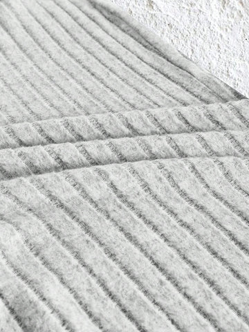 Women's Gray Knitted Slim Fit Top And Skirt Set