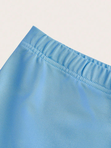 Women's High-Necked Vest With Elastic Waistband And Slim-Fit Cycling Tights Sportswear Set, Solid Color And Simple Design