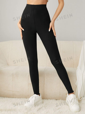 EZwear Women's Basic Tights With Decorative Visible Seam