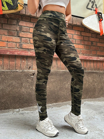EZwear Women's Knitted Camouflage Long High Waisted Leggings