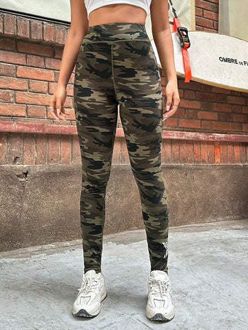 EZwear Women's Knitted Camouflage Long High Waisted Leggings