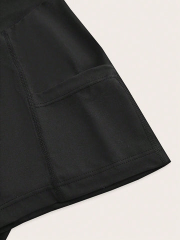EZwear Women's Knitted Cross Elastic High Waistband Short Leggings