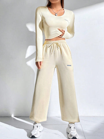 Women's Letter Printed T-shirt And Sweatpants Two-piece Set