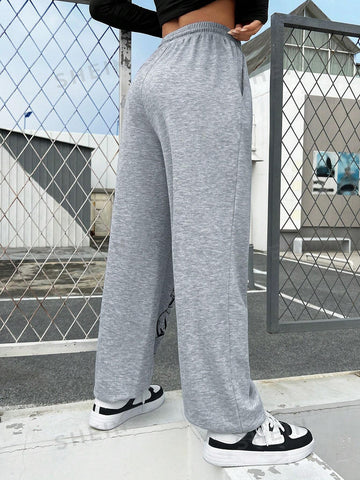 EZwear Women's Letter & Skull Print Drawstring Waist Joggers