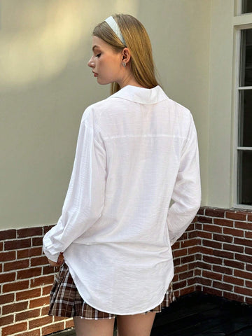 Women's Loose Casual Print Drop Shoulder Long Sleeve Shirt, Spring/Summer