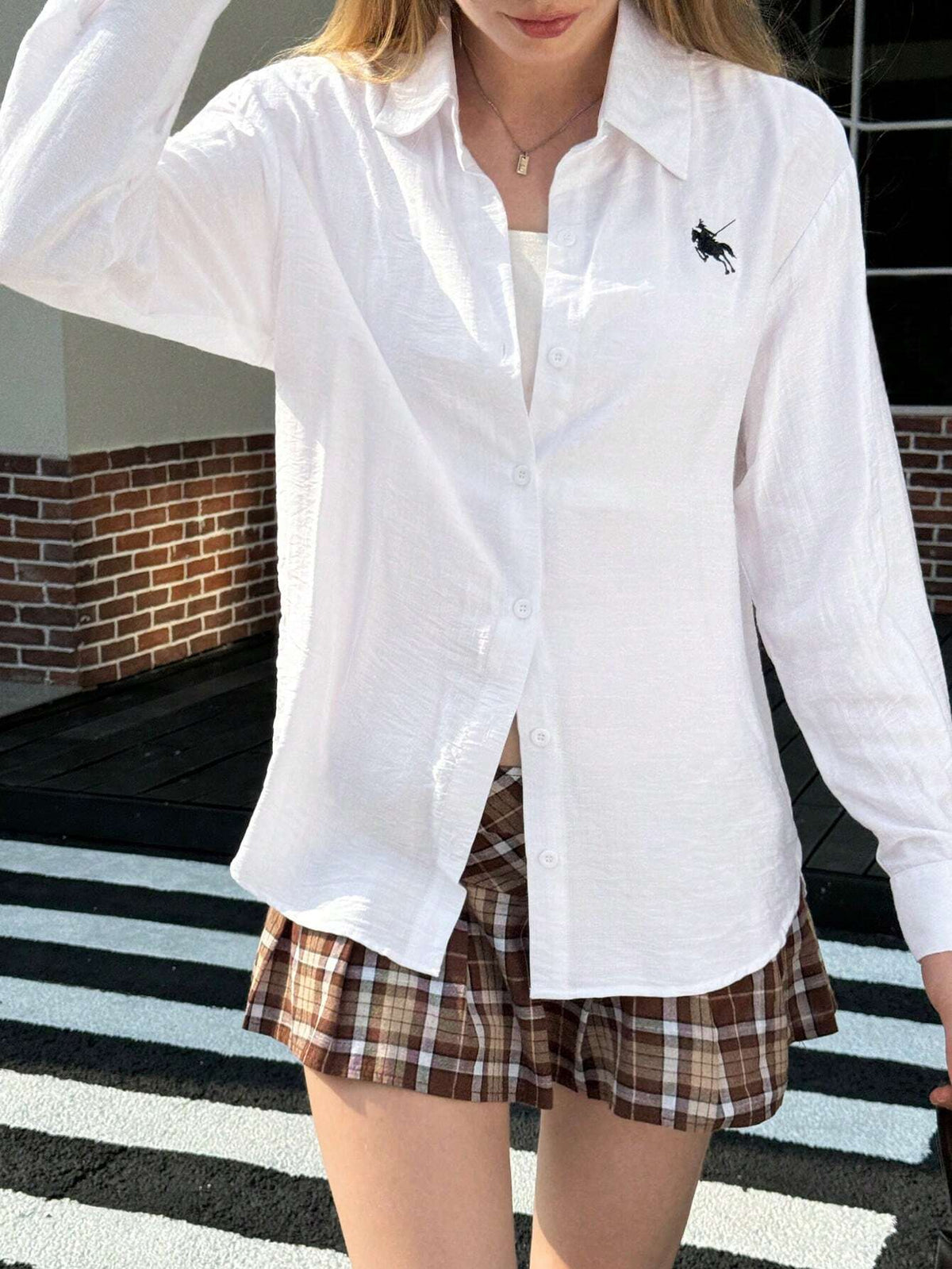 Women's Loose Casual Print Drop Shoulder Long Sleeve Shirt, Spring/Summer