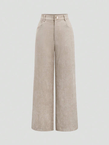 EZwear Women's Loose Straight High Waist Corduroy Pants, Casual And Versatile