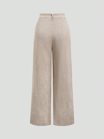 EZwear Women's Loose Straight High Waist Corduroy Pants, Casual And Versatile