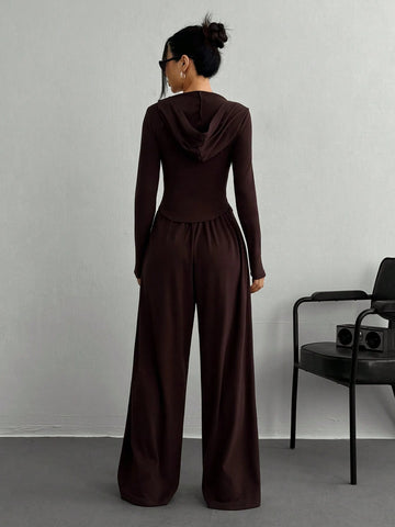 Women's New Knit Jacket And Long Pants Two-Piece Set