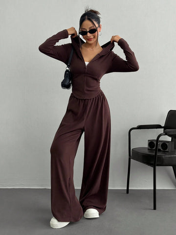 Women's New Knit Jacket And Long Pants Two-Piece Set