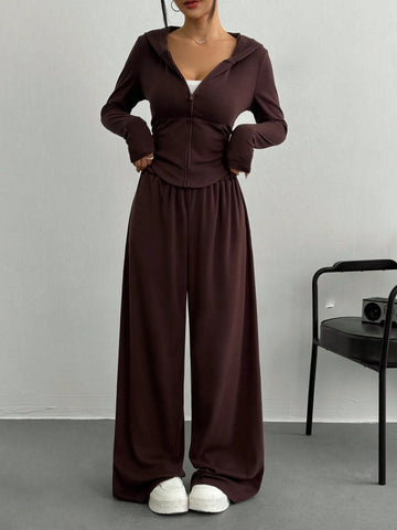 Women's New Knit Jacket And Long Pants Two-Piece Set