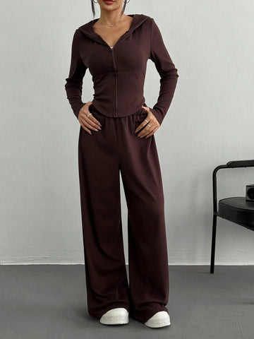 Women's New Knit Jacket And Long Pants Two-Piece Set