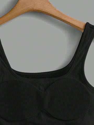 Women's Solid Color Simple Casual Bodysuit With Chest Padding, Summer