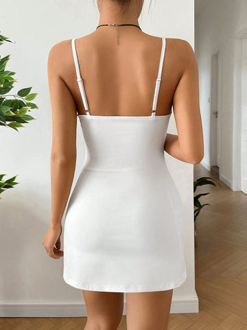 Women's Pure Color Minimalist Style Strap Dress