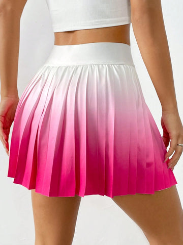 EZwear Women's Simple Daily Ombre Pleated Skirt