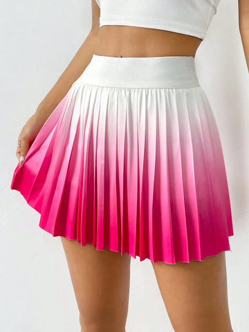 EZwear Women's Simple Daily Ombre Pleated Skirt